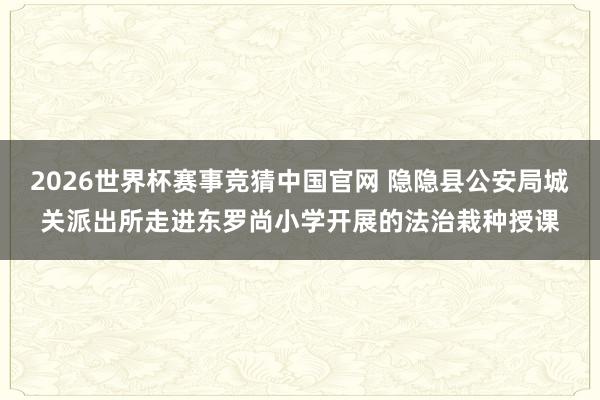 2026世界杯赛事竞猜中国官网 隐隐县公安局城关派出所走进东罗尚小学开展的法治栽种授课