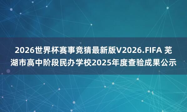 2026世界杯赛事竞猜最新版V2026.FIFA 芜湖市高中阶段民办学校2025年度查验成果公示