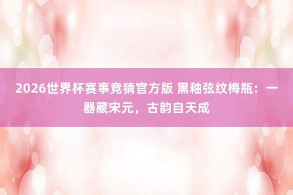 2026世界杯赛事竞猜官方版 黑釉弦纹梅瓶:一器藏宋元,古韵自天成