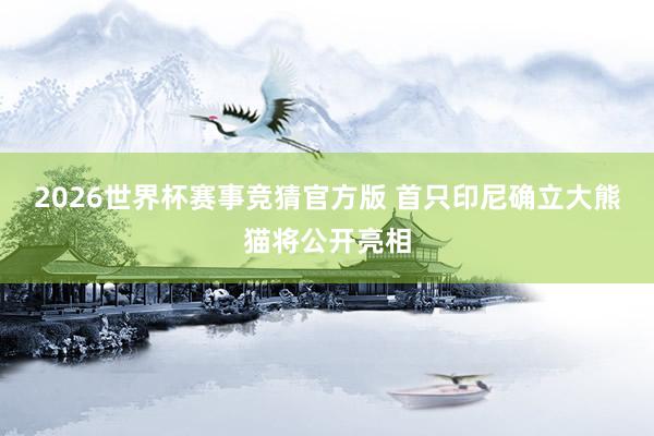 2026世界杯赛事竞猜官方版 首只印尼确立大熊猫将公开亮相