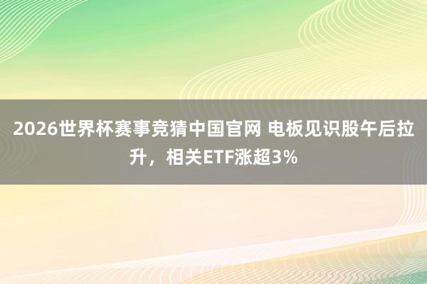 2026世界杯赛事竞猜中国官网 电板见识股午后拉升,相关ETF涨超3%