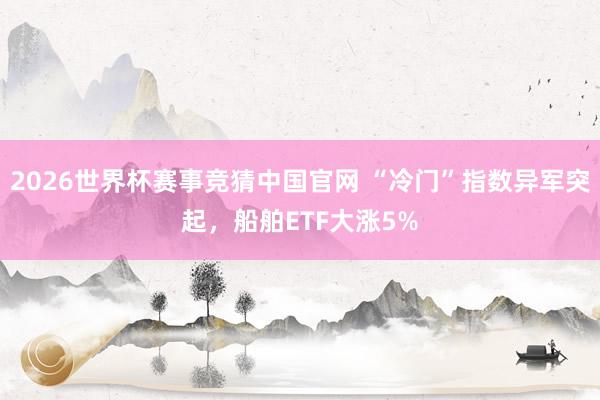 2026世界杯赛事竞猜中国官网 “冷门”指数异军突起,船舶ETF大涨5%