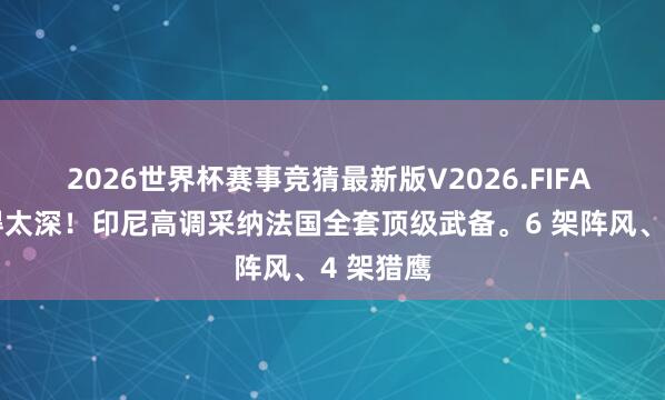 2026世界杯赛事竞猜最新版V2026.FIFA 印尼藏得太深！印尼高调采纳法国全套顶级武备。6 架阵风、4 架猎鹰
