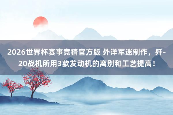 2026世界杯赛事竞猜官方版 外洋军迷制作,歼-20战机所用3款发动机的离别和工艺提高!