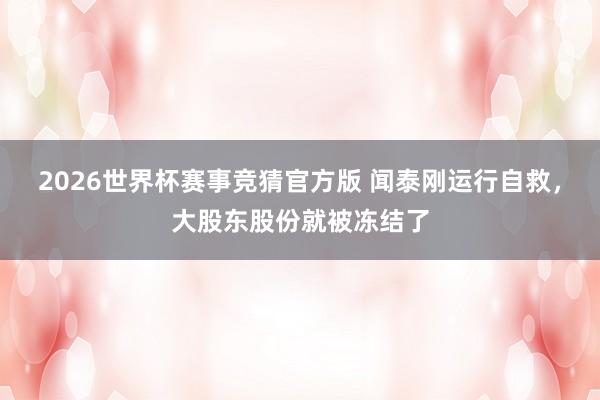 2026世界杯赛事竞猜官方版 闻泰刚运行自救,大股东股份就被冻结了
