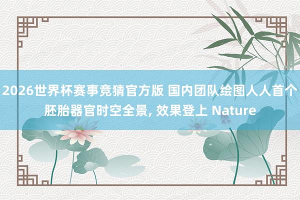 2026世界杯赛事竞猜官方版 国内团队绘图人人首个胚胎器官时空全景， 效果登上 Nature