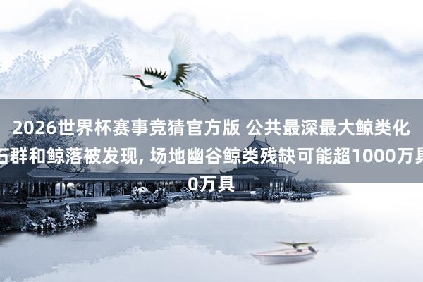 2026世界杯赛事竞猜官方版 公共最深最大鲸类化石群和鲸落被发现, 场地幽谷鲸类残缺可能超1000万具