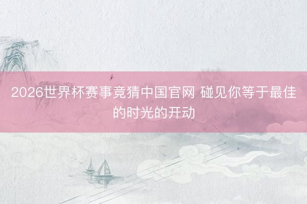 2026世界杯赛事竞猜中国官网 碰见你等于最佳的时光的开动